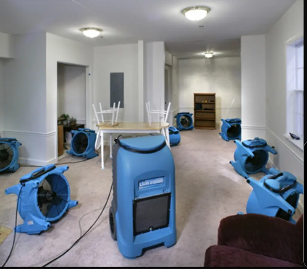 Air movers and dehumidifier setup for Water Extraction & Removal in Parkville