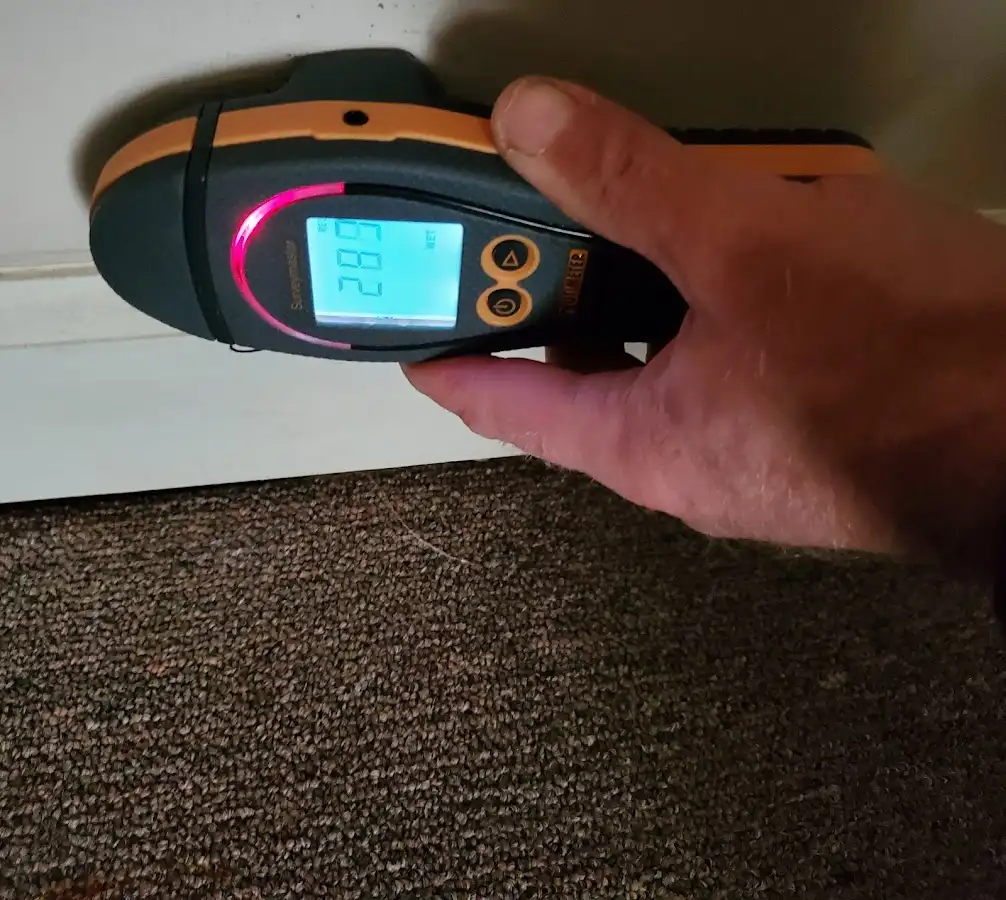 Moisture detection at baseboard during Burst Pipe Cleanup in Parkville
